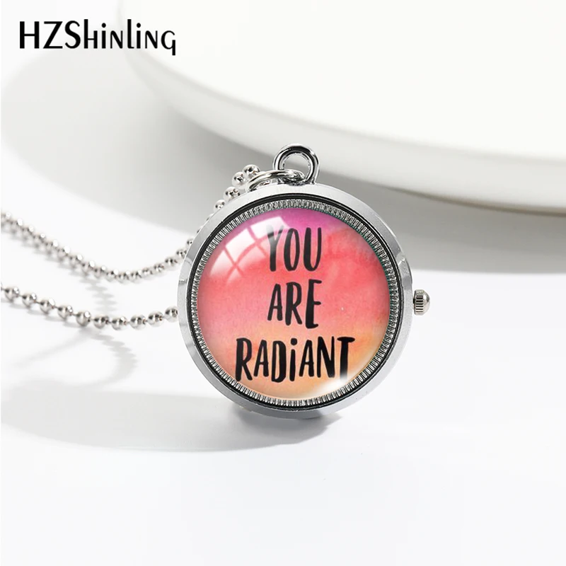 2023 New Cartoon You Are Magic Rotate Pocket Watch Round Glass Cabochon Handcraft Necklace Pendants for Women Men