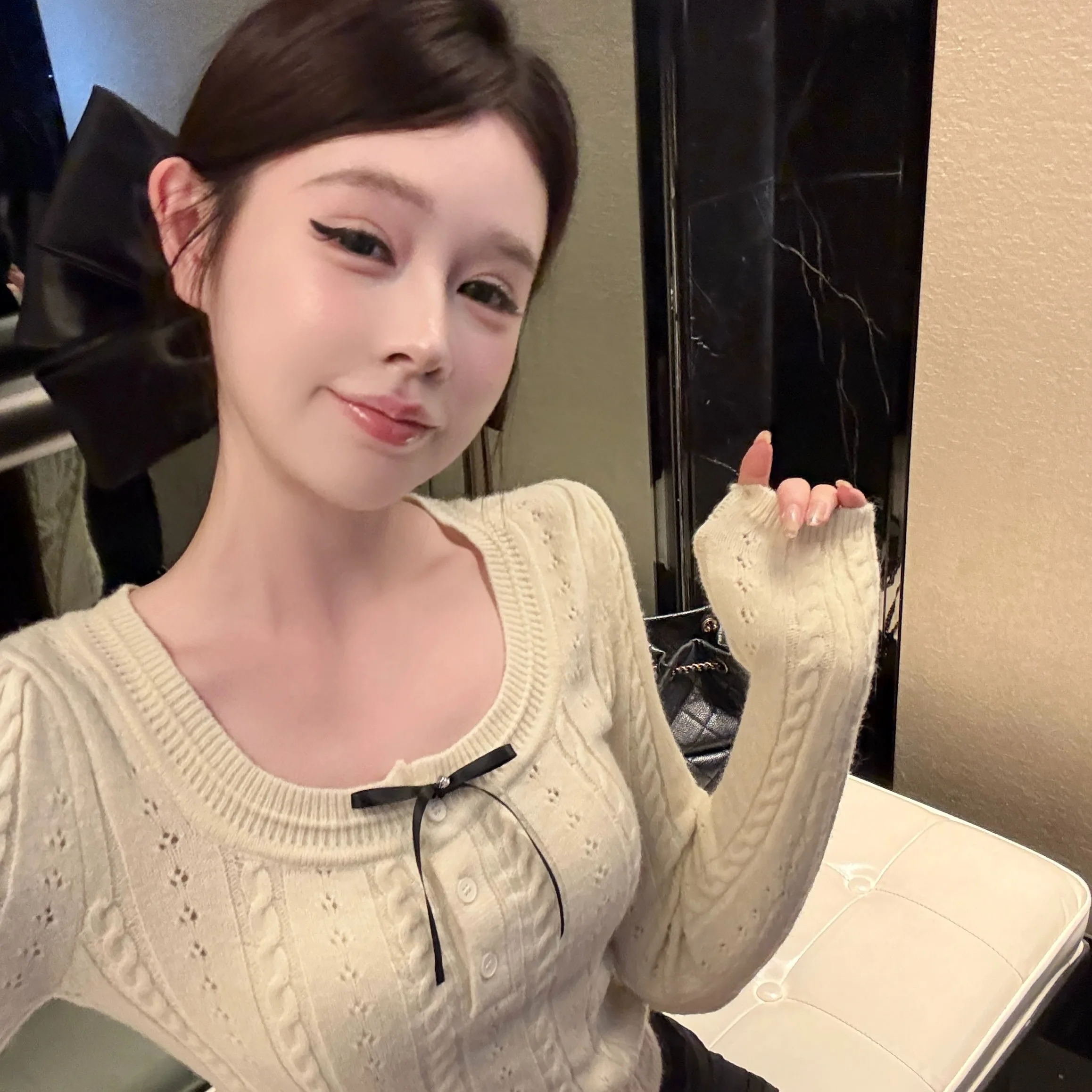 Suéter de malha torcida de design coreano ort sle feminino slim fit outono inverno nova chegada elegante fibra de poliéster