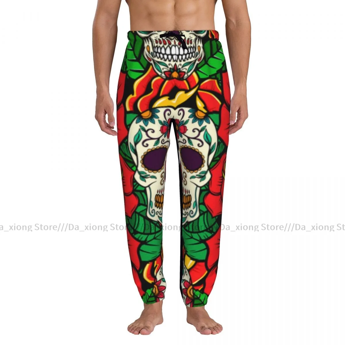 Men Sports Pants Male Casual Loose Trousers Sugar Skulls And Roses Sportpants