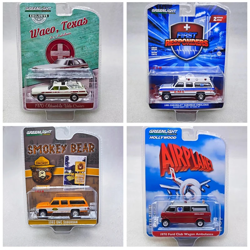 GreenLight 1:64 1983 GMC Suburban/1991 Chevrolet's Suburban/1970 Oldsmobile Vista Cruiser/Ford Ambulance Alloy Car Model Gifts