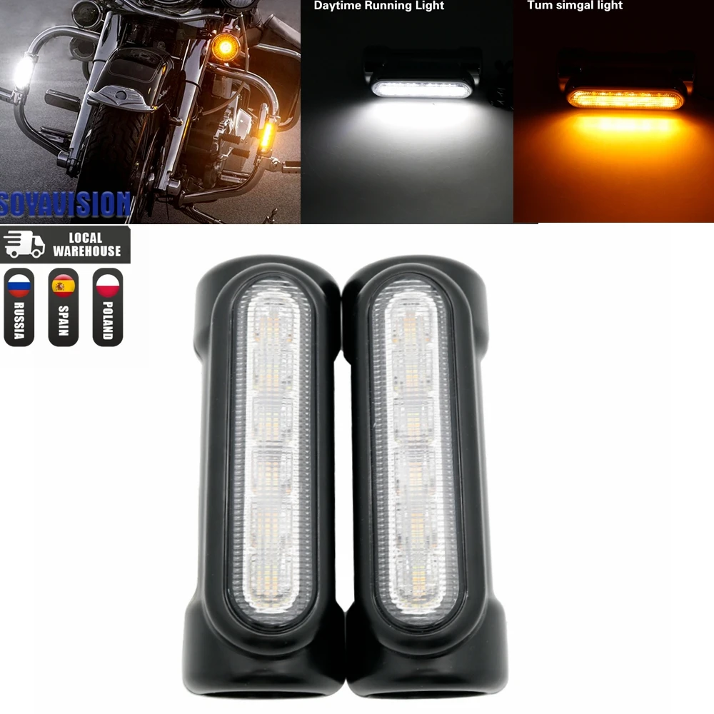 Motorcycle Highway Crash Bar Light Switchback Driving Light For Victory  Harley Road King Touring Amber LED Turn Signal Lamp