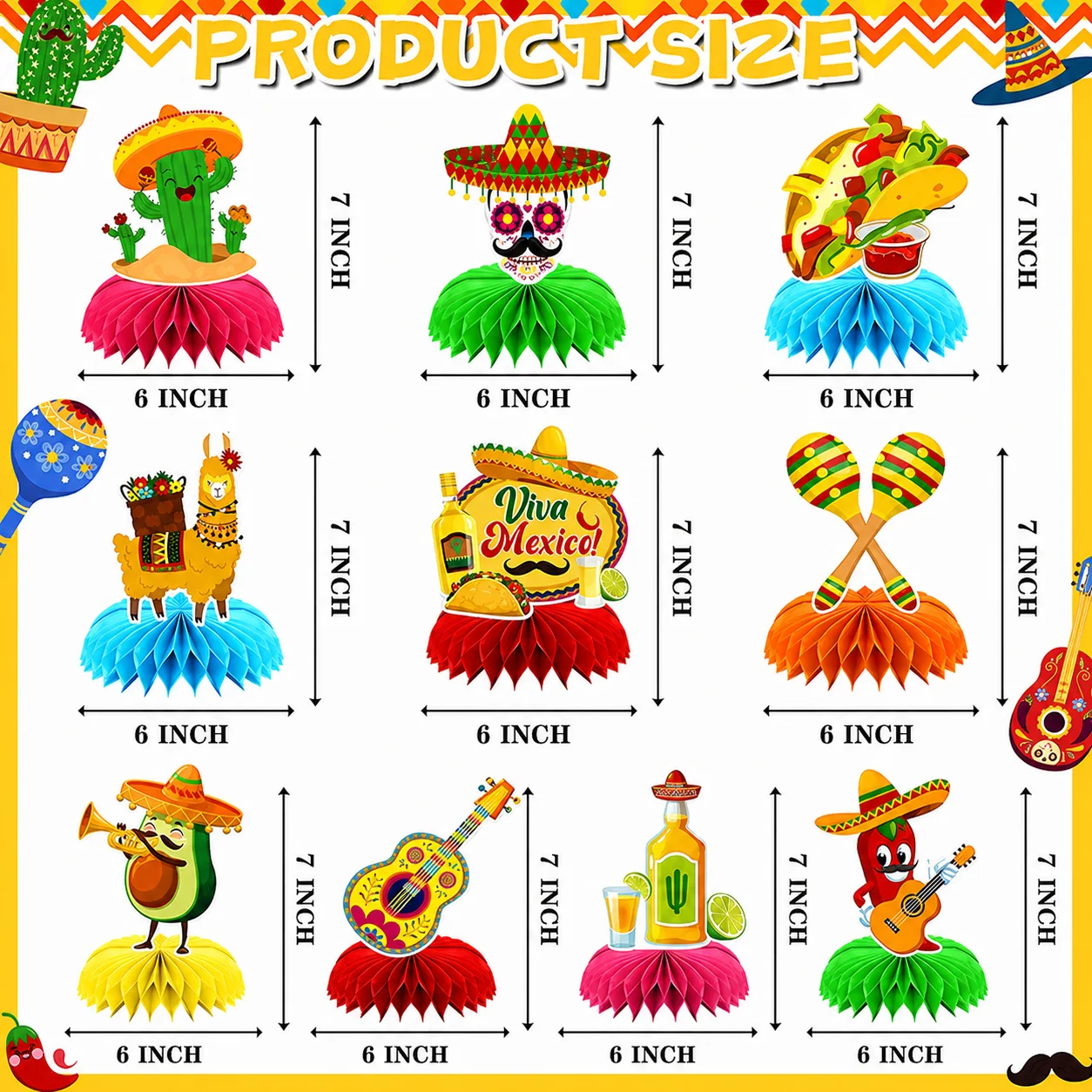 Set de Decoraciones para Fiesta del Cinco de Mayo, Artículos para Fiesta Mexicana, Pancarta, Globos, Adornos para Pastel, Accesorios para Fotomatón, para Cumpleaños y Carnaval