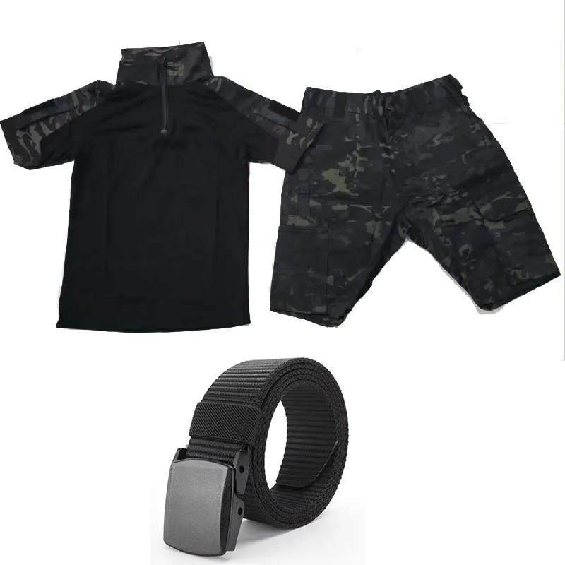 

Multicam Camo Tactical Uniform Set Half-Zip Short Sleeve Combat Shirt & Cargo Shorts