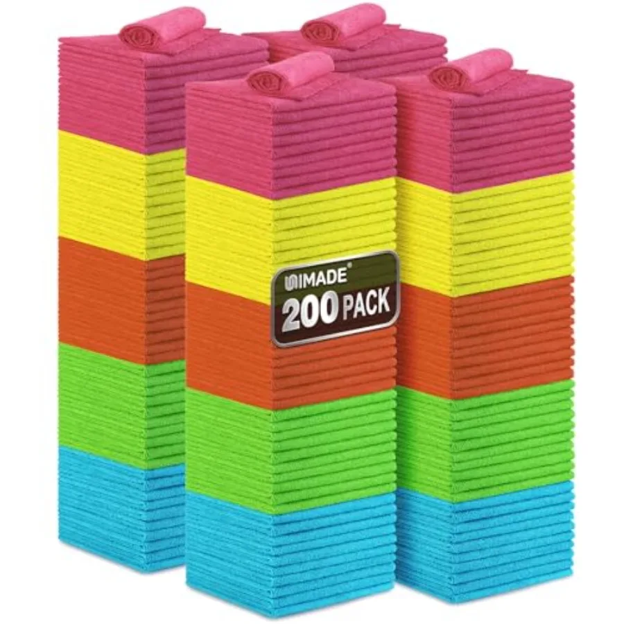 

Microfiber Cleaning Cloth 200PK Reusable Shop Rags Bulk Microfiber Cleansing Cloth Lint Free Cleaning-Towel for Car Kitchen Aut