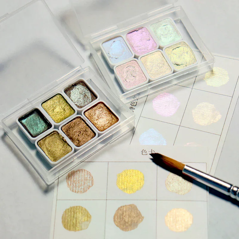 1ml Pearl Series Manual Solid Watercolor Paint Set Art Nail Painting Decorative Watercolor Painting Creation Art Supplie