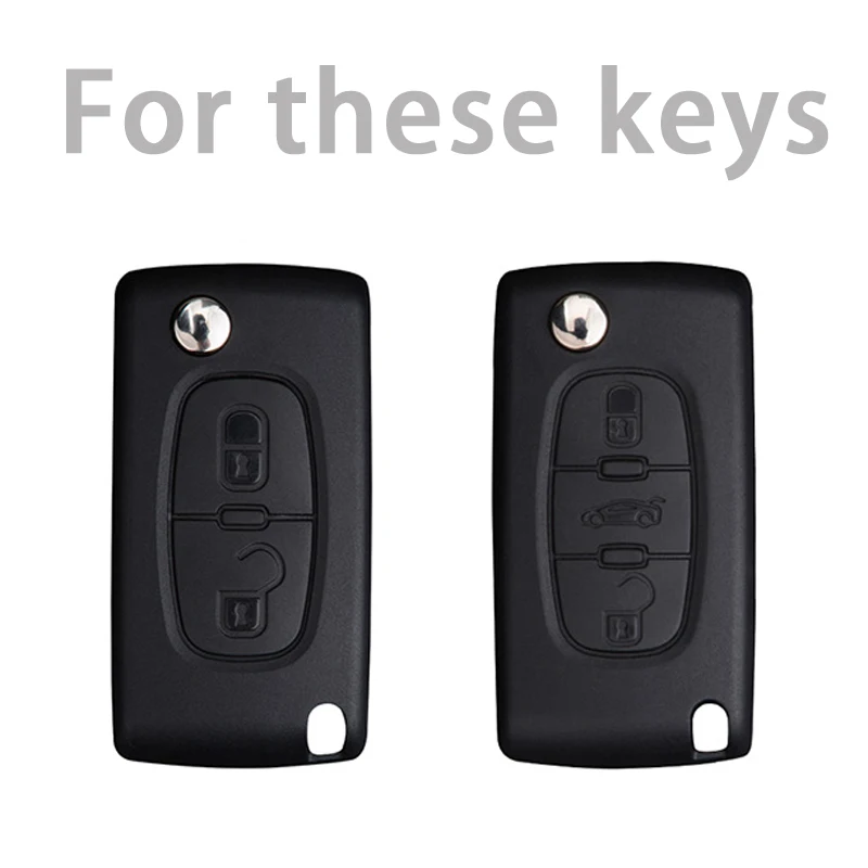 2/3 Buttons TPU Leather Car Remote Key Case Cover for Peugeot 107 207 307 307S 308 407 607 for Citroen C2 C3 C4 C5 C6 C8