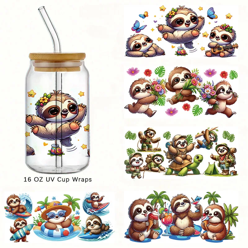 

Packaging Transfer Printing Stickers Color Cute Dog Monkey Heat Transfer Printing Glass Jar UV DTF Packaging