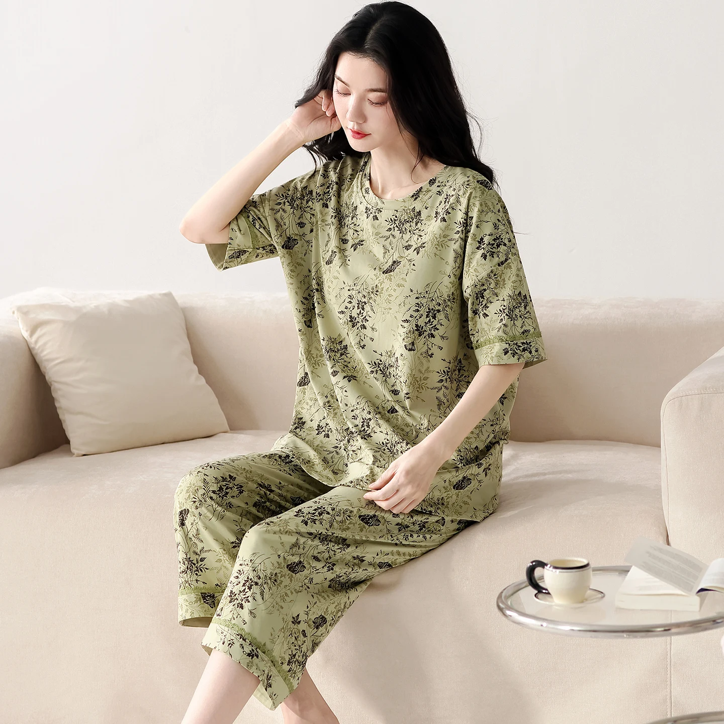 Summer Modal Pajamas Set Female Sleepwear Family Pijamas Mujer Night Suit Women Casual Tracksuit Leopard Print Home Clothing