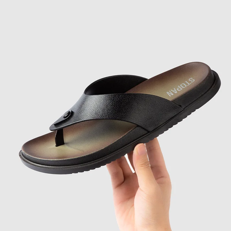 Men's Flip Flops Summer Slippers Anti Slip Flat Heels Home Slippers Fashionable Sandals Beach Shoes Flip Flops