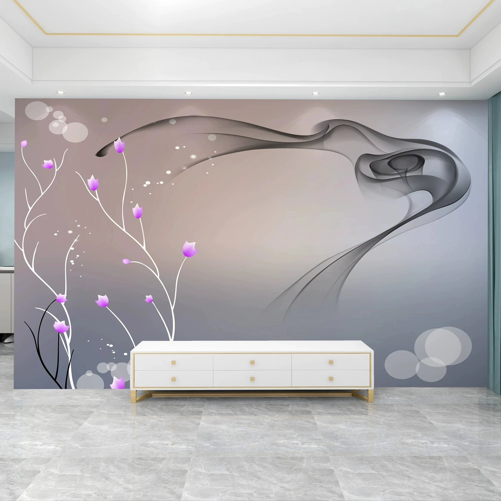 Custom large murals new Chinese abstract ink lines smoke landscape artistic conception bedroom background wall 3d wallpaper