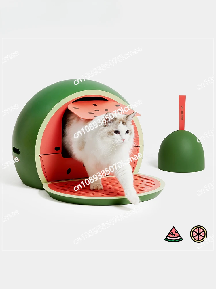 Grapefruit Cat Manure Box Fully Enclosed, Oversized Toilet Splash Proof and Deodorant