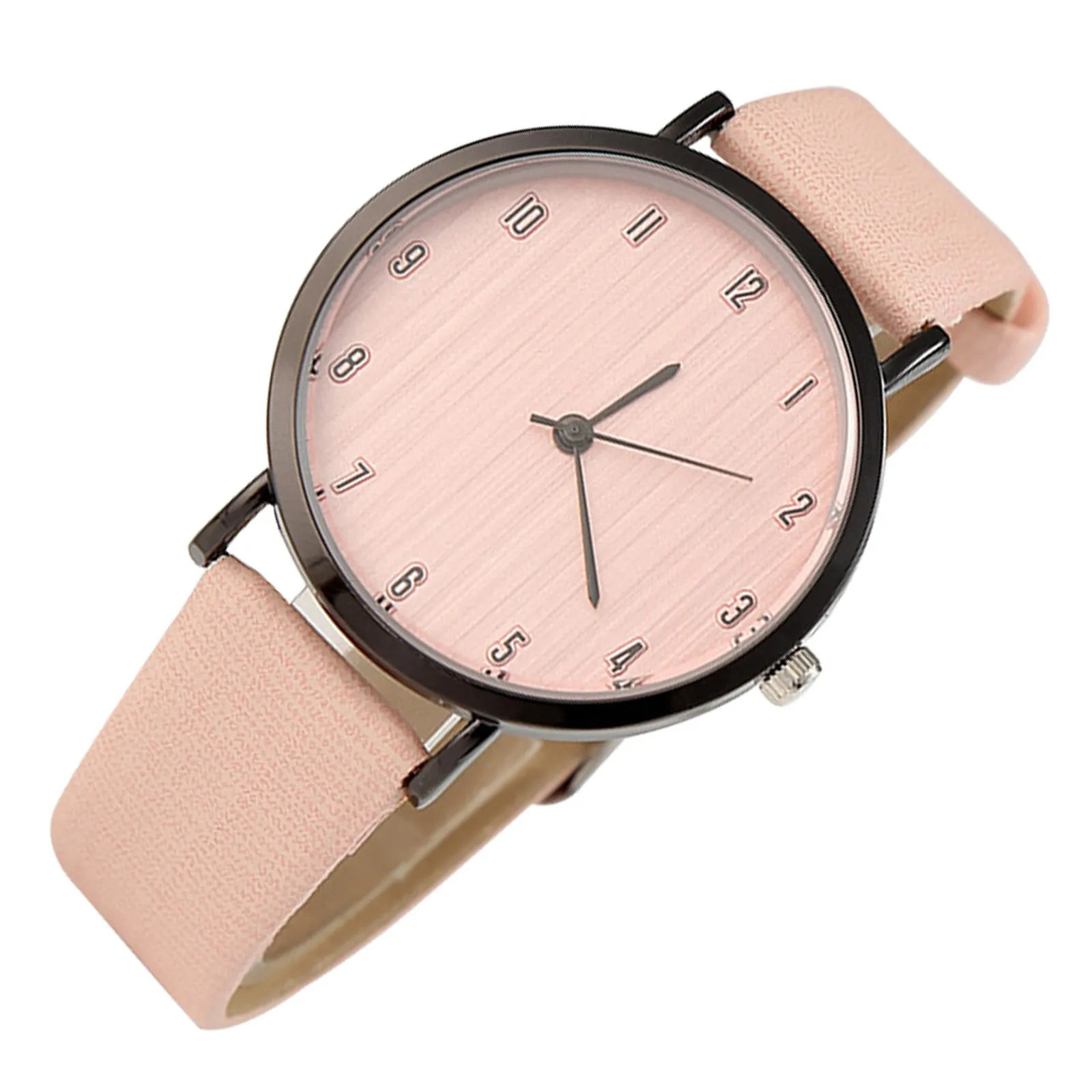 Quartz Wrist Watch for Women Simple Classic Design Wood Grain Pattern Precise Movement Stylish Strap Casual Elegant