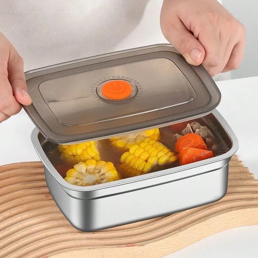 1-PCS Airtight Stainless Steel Food Storage Containers With Lids-Pe...