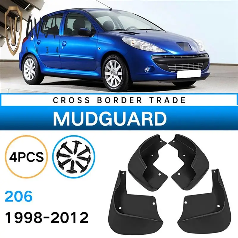 

AV34-Car Mudflaps For 206 1998-2012 Mudguards Fender Flap Splash Guards Cover Mud Car Wheel Accessories
