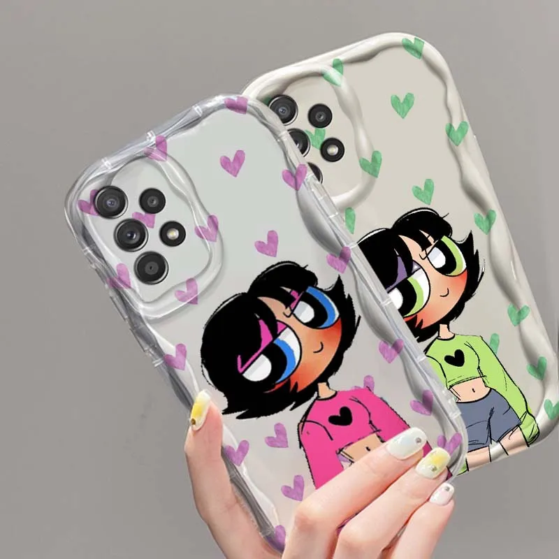 

The P-Powerpuff G-Girls Love Phone Case For Samsung A73 A72 A71 A56 A55 A54 A53 A52 A51 A32 A36 A26 A25 A13 A14 5G Wave Oil