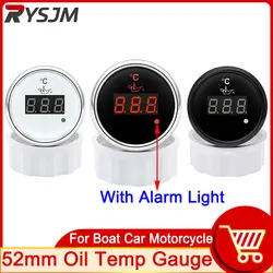 HD 52mm Digital Oil Temperature Gauge with Alarm Light Engine Oil Temp Meters 50-150℃ for Truck Boat Rv Car Temperature Meter