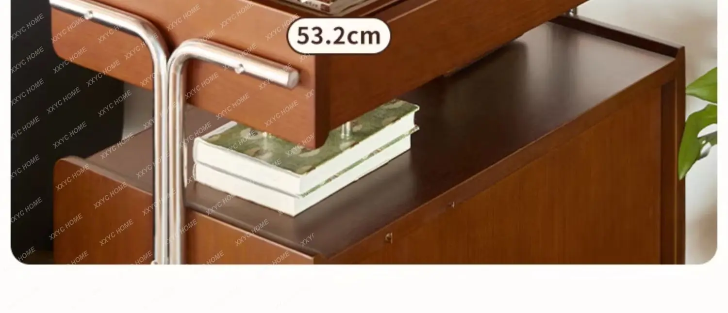 A  Solid wood storage cabinet retro magazine display Japanese living room sofa side few