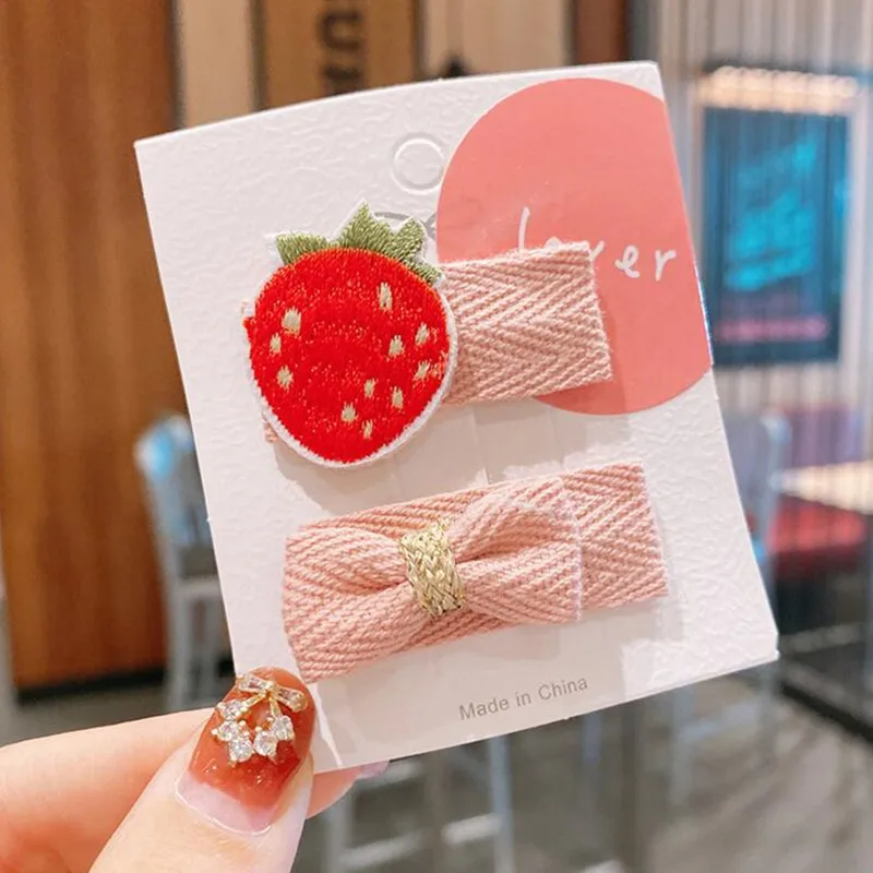 8/10pcs/Set Pure Cotton Cloth Girls Snap Hair Clip Small Fruits Vegetable Kids Hairpins Cute Toddlers Barrettes Hair Accessories