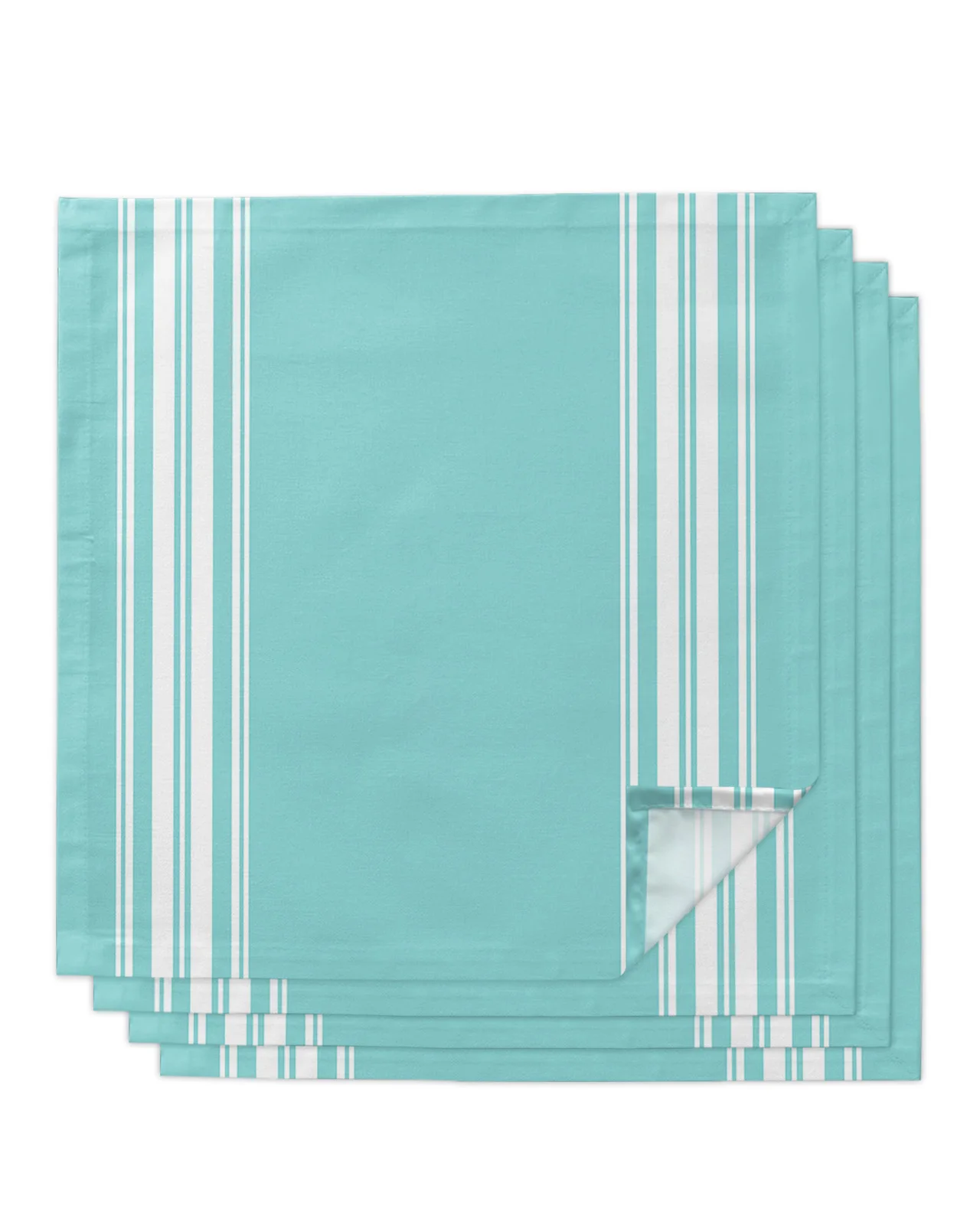 

4pcs Aqua Stripes Rustic Farmhouse Square 50cm Table Napkin Party Wedding Decoration Table Cloth Kitchen Dinner Serving Napkins