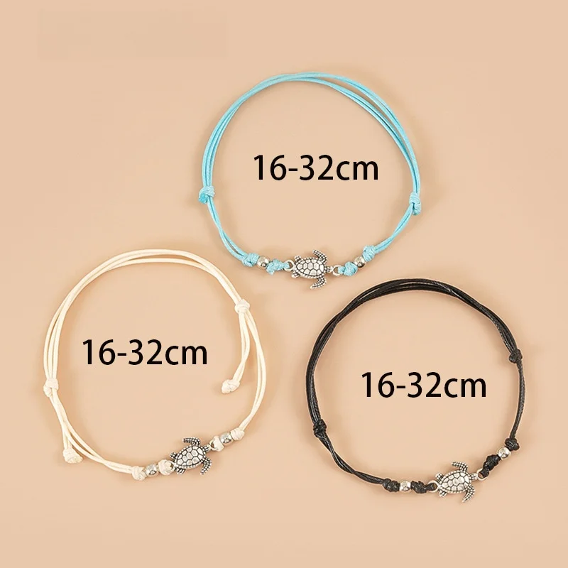 الرجعية السلاحف سوار و سوار الكاحل اليدوية الشمع حبل الشاطئ موضوع عبر الحدود جديد Sle Faion مجوهرات اكسسوارات #4