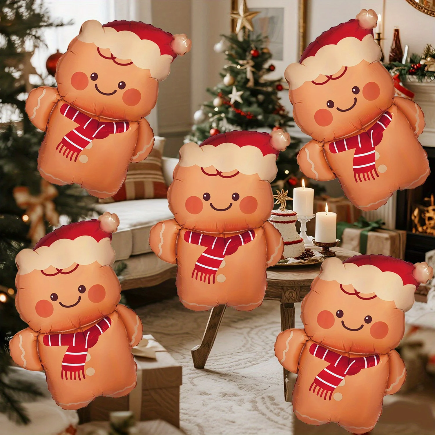 2/5 Stück Weihnachtsfolienballons Weihnachtsmützen Cartoon Lebkuchenförmige Luftballons Weihnachten Neujahr Dekorationen Weihnachtsgeschenke