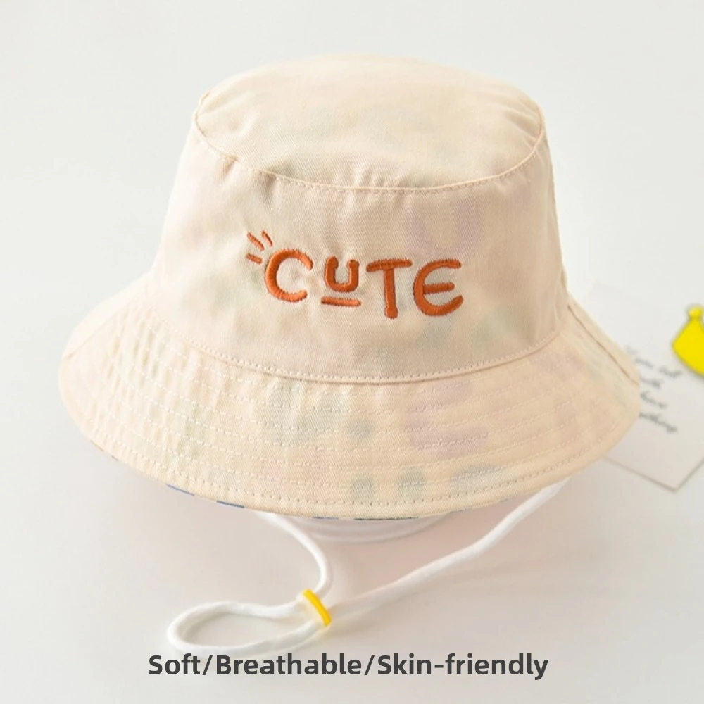 

Новая милая двусторонняя дышащая панама с буквами, хлопковая, с защитой от УФ-лучей, для мальчиков и девочек