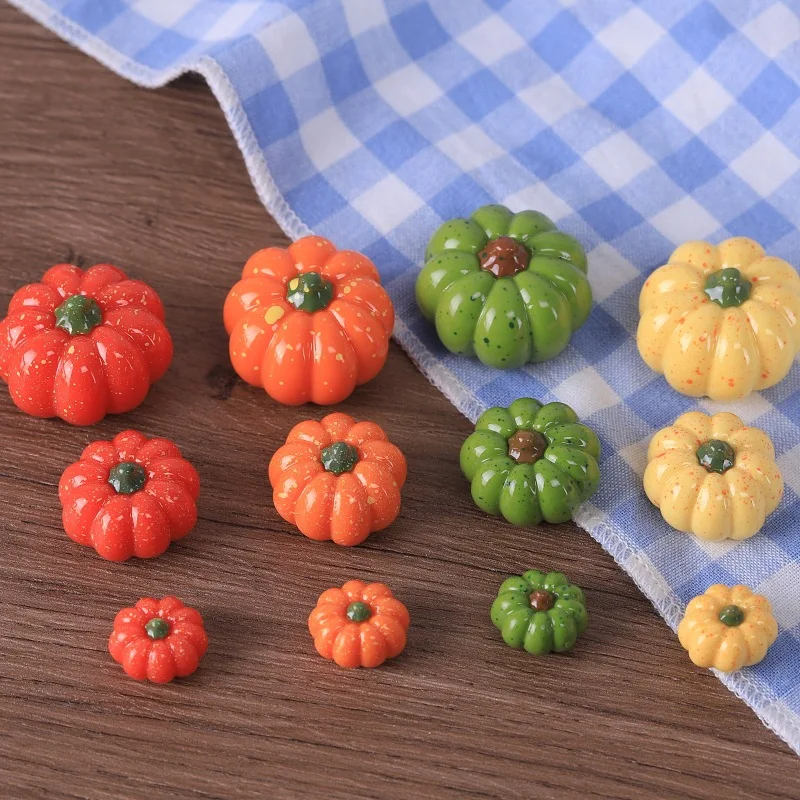 3pcs Mini Pumpkin Model Colorful Pumpkin Miniature Vegetable Food DIY Resin Accessory Halloween Decoration Scene Ornament