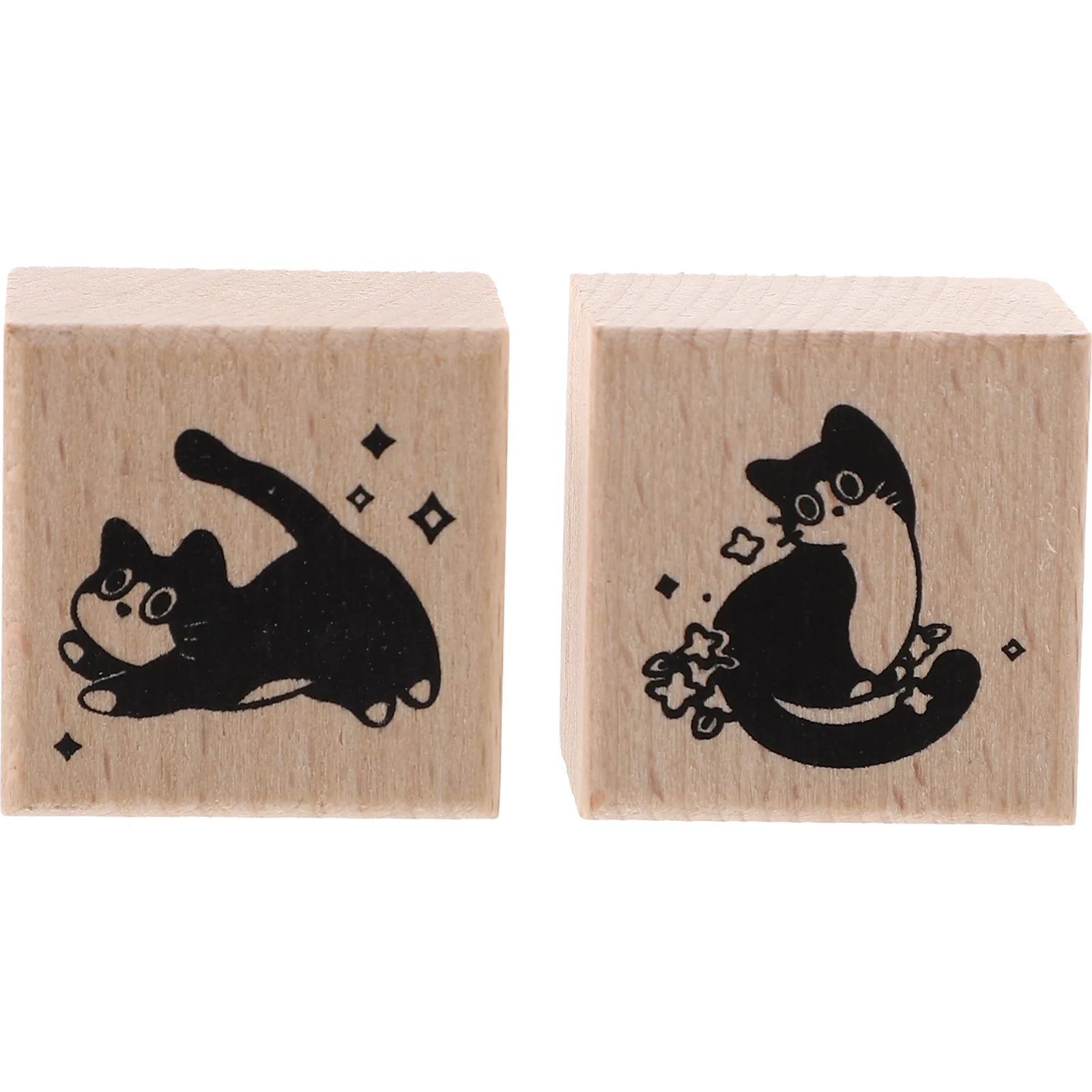 

2pcs Wooden Stamps Small Size Cat Design For Diy Journal Scrapbooking Cards Craft Stamps Rubber Stamp Kit Home Storage Tools