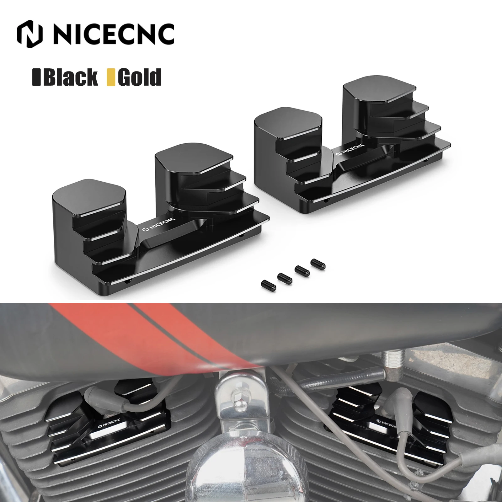 

NICECNC Finned Spark Plug Cover For Harley Dyna Fat Bob Low Rider FXDL Street Bob FXDB Wide Glide FXDWG Super Glide CVO Fat Bob