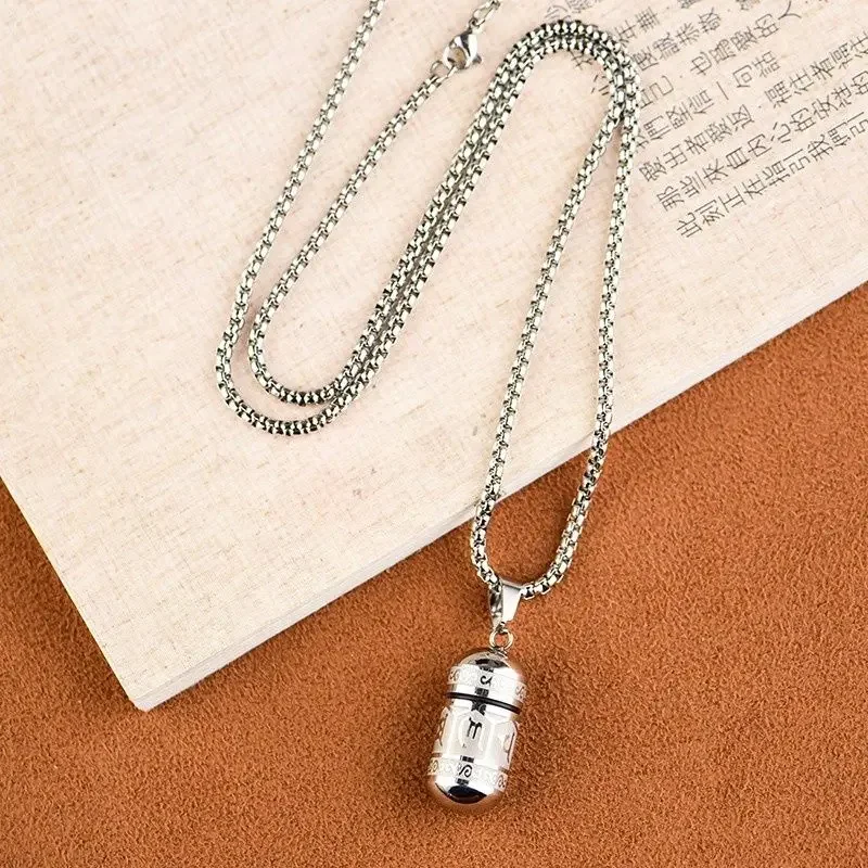 Mini Pill Box Pendant Stainless Pill Case Waterproof Camping Travel Outdoor Portable Pill Case with Fashion Chain Necklace