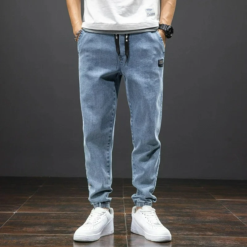 

Men's Fashion Jeans Korean Street Style Drawstring Waist Casual Jogging Pants Loose Fit Harun Jeans Men's Hiking Pants