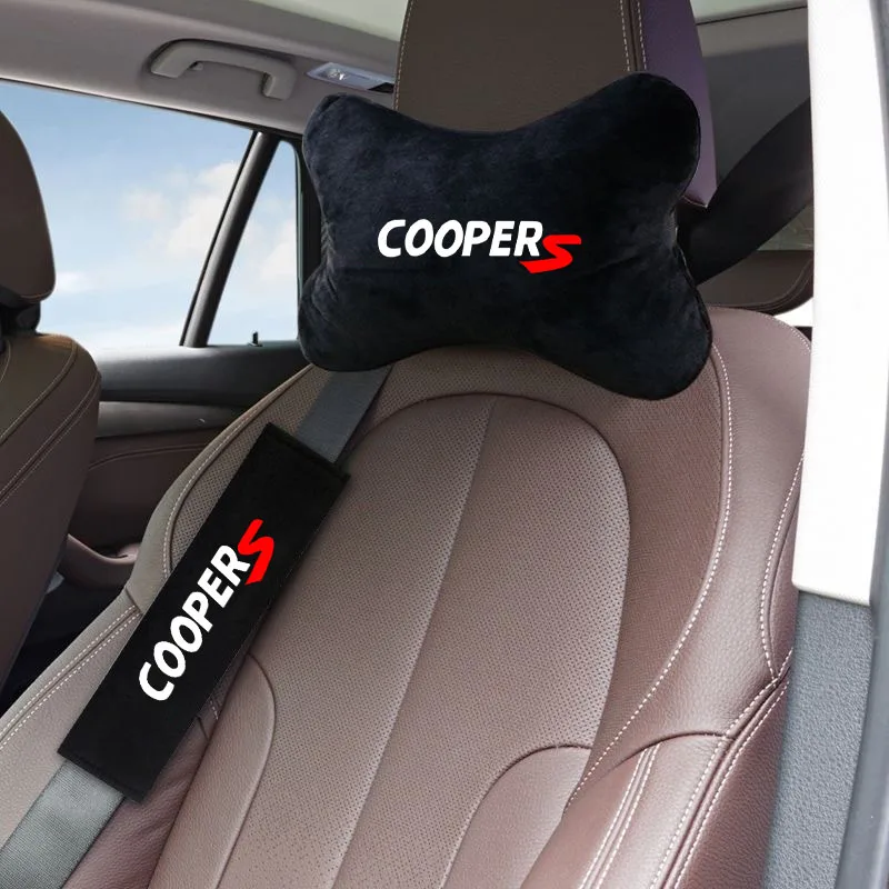 

Car Headrest Pillow Seatbelt Shoulder Pad For Cooper S JCW R55 R56 R50 R53 R60 F55 F56 Auto Accessories