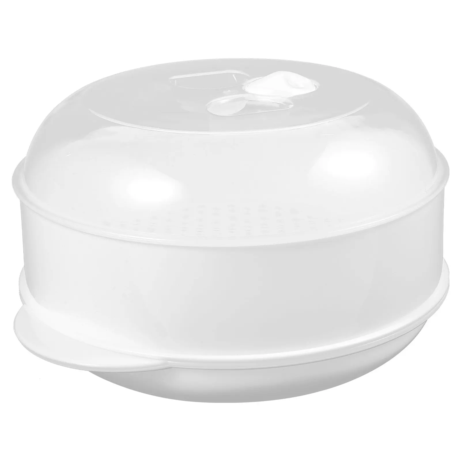 Microwave Steamer Basket – Round Plastic Food Steaming Container for Quick Healthy Cooking