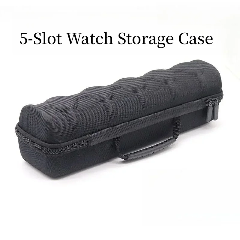 Hard-Shell 5 Lots Slots Watch Storage Organizer Case, Watch Carry Box Fit Large And Small Watches, With Soft Foam Pillow