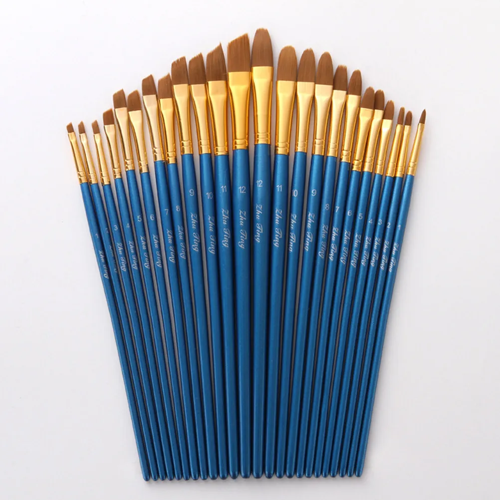 

12Pcs Professional Nylon Paint Brush Set Versatile Sizes for Fine Detailing Large Coverage Safe Easy Gift Kids