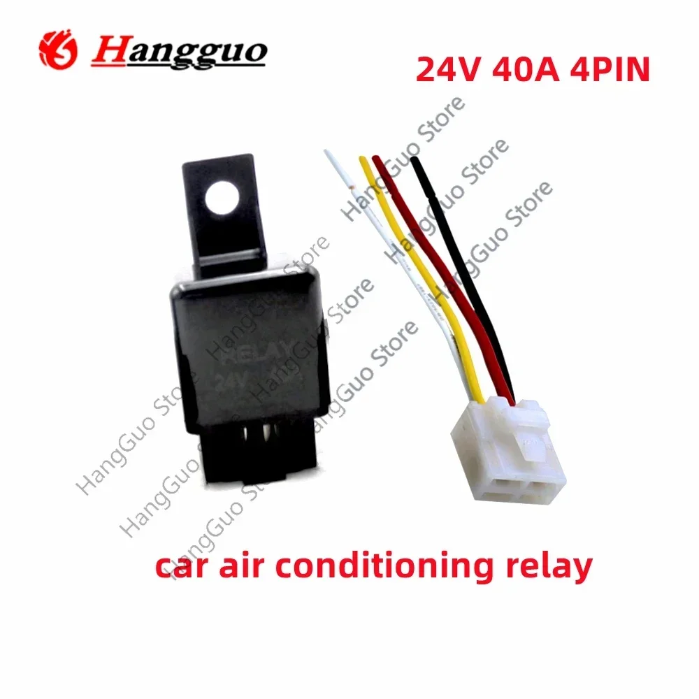 2PCS DC 12V 24V 40A 4Pin For Air Conditioner Plastic back Car Relays car air conditioning relay with cable socketcable socket