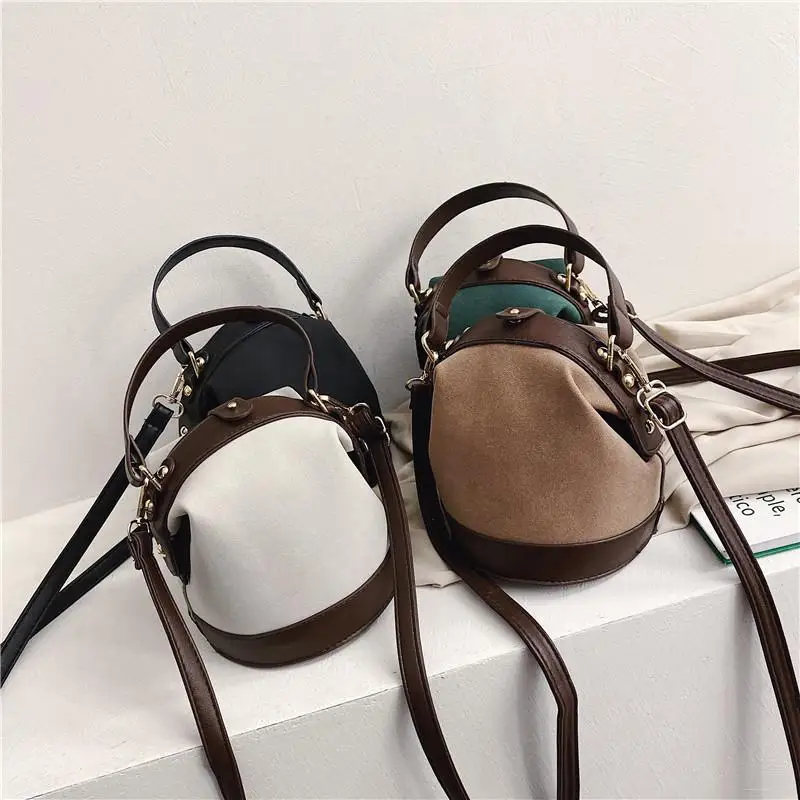 

Korean Trendy Bucket Bag PU Leather Tote Shoulder Bag Female Travel Crossbody Bags Handbags For Girl Gifts
