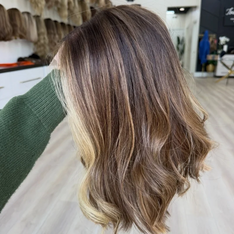 Ombre Blond Brown Soft Long Straight Natural Silk Base Jewish Human Hair Wig Baby Hair Lace European Hair