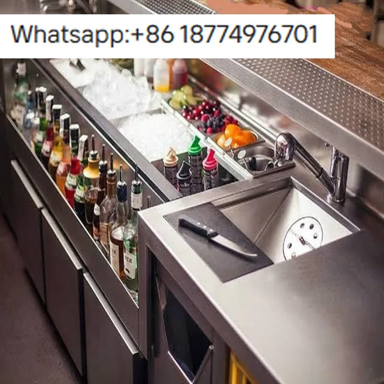 

ODM Modern Stainless Steel Mobile Cocktail Bar Station for Hotels & Restaurants Outdoor Bartender Workstation