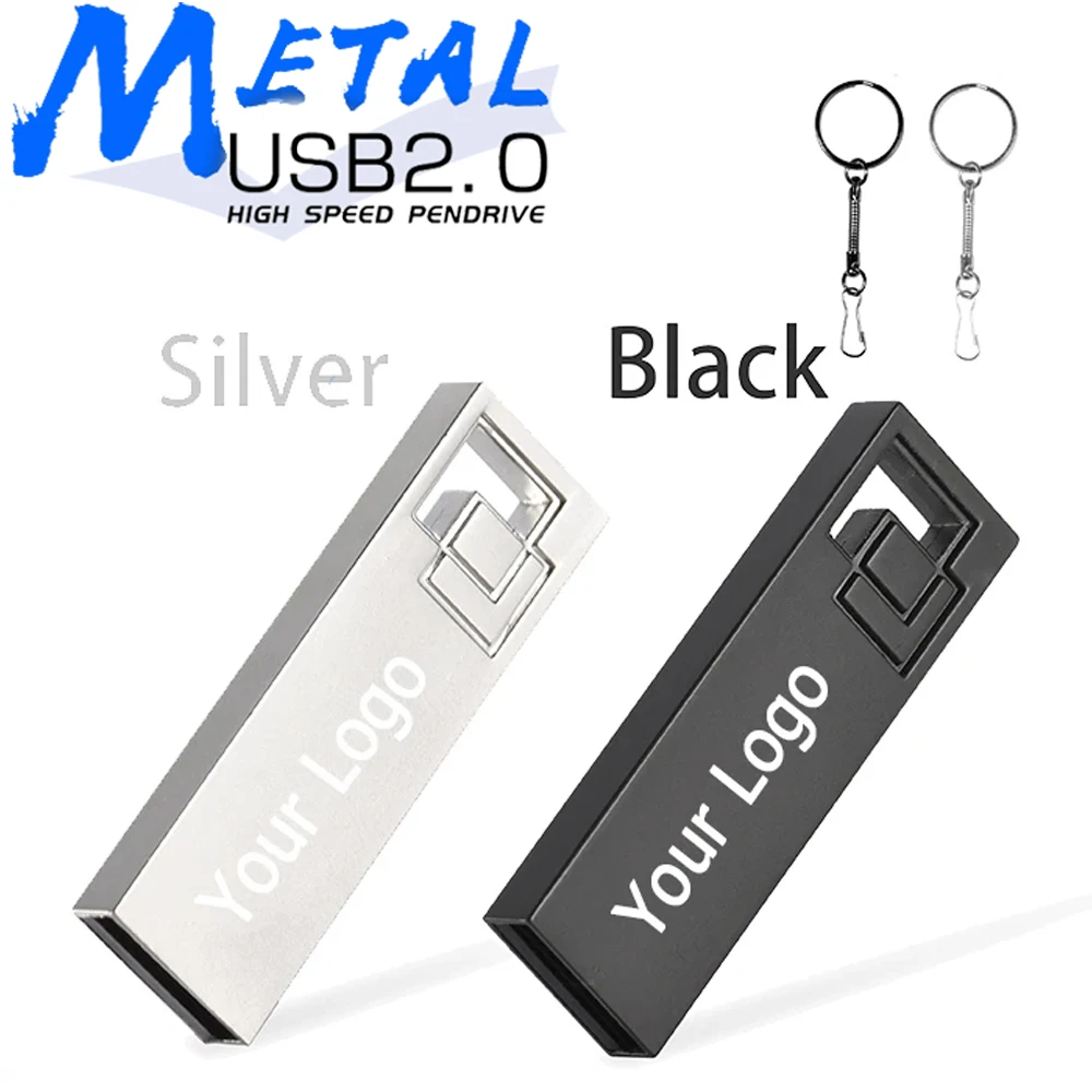 Custom LOGO Metal USB Flash Drive 64GB 3.0 100% Real Capacity 32GB Silver Mini Rectangular 16GB Wedding Gift Memory Stick U Disk
