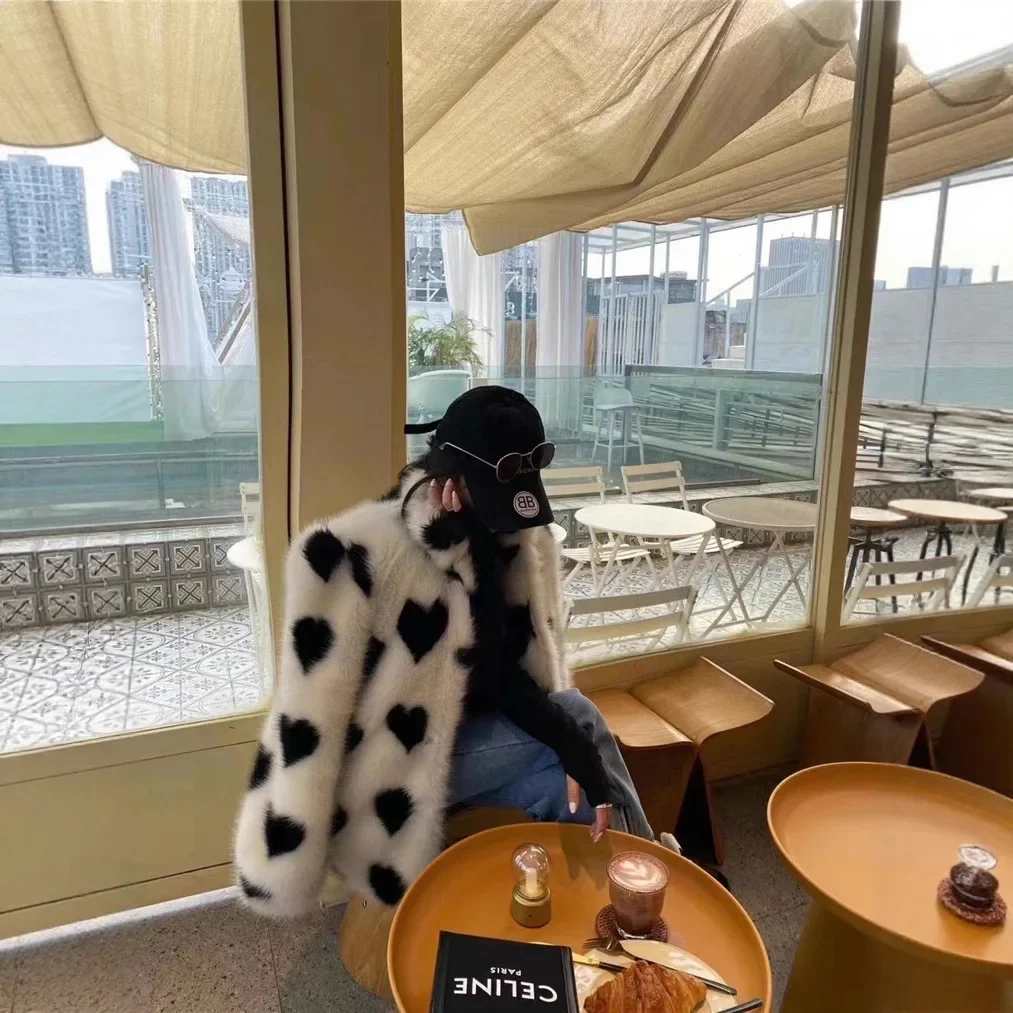 سيدة ايكو الفراء أبلى فضفاضة تنوعا الإناث أفخم معطف مصممة المرأة الشتاء فرو المنك سترة اللون منعت كبير الفراء طوق فضفاض #4