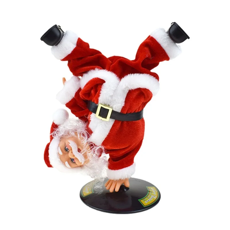 Creative Cute One-handed Upside Down Rotating Electric Toys Music Street Dance Father Christmas Toys Children's Christmas Gifts