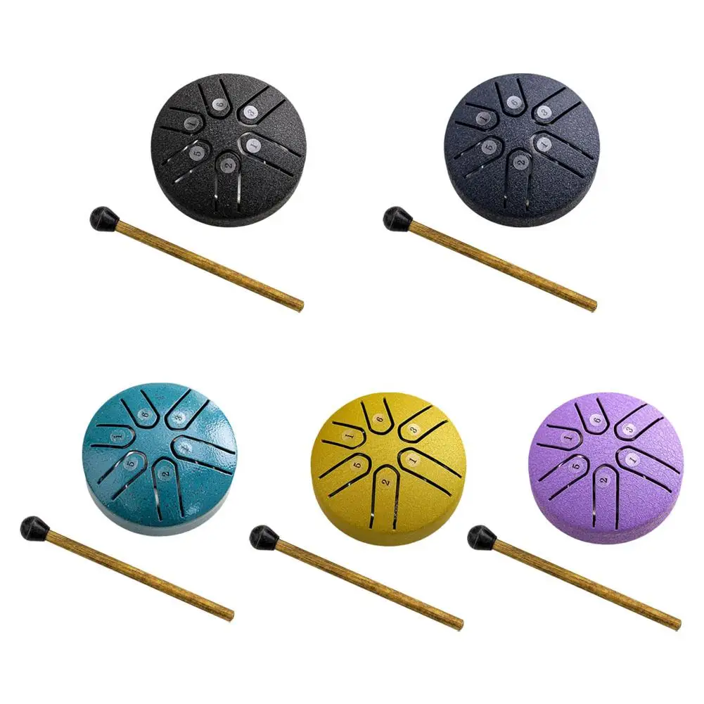 Steel Tongue Drum Ethereal Drum Relaxation 3 Inch 6 Tone Hand Pan Mini Hand Drum For Travel Meditation Yoga Biginner Adults G7u0