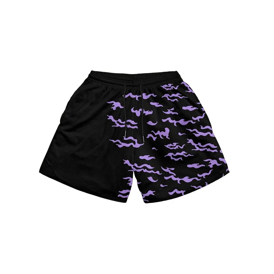 Anime Summer GYM Shorts Men Fashion Mesh Breathable Male Casual Shorts Comfortable Fitness Mens Bodybuilding Running Shorts