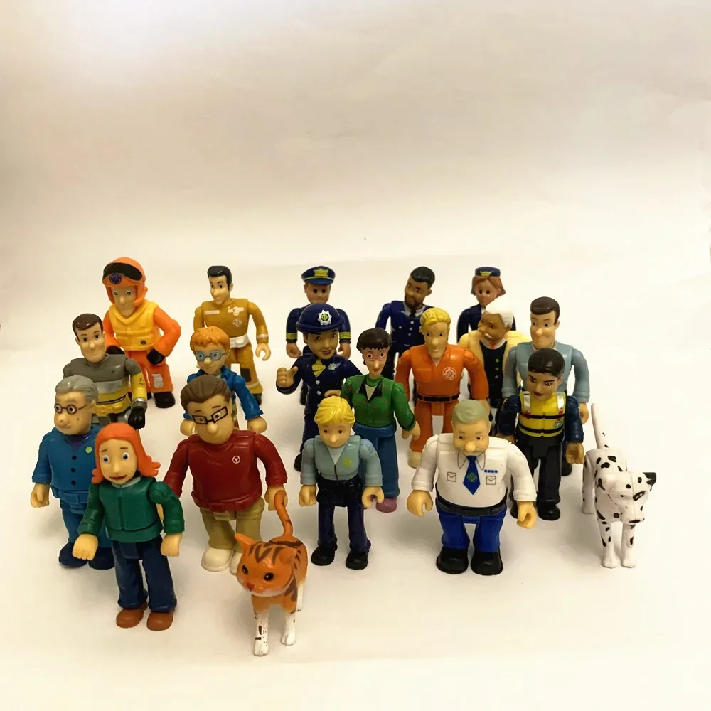 8pcs Joint Movable Fireman Sam Action Figure Toys Anime Fire Woman Figuras Dolls for Children Diy Birthday Gift