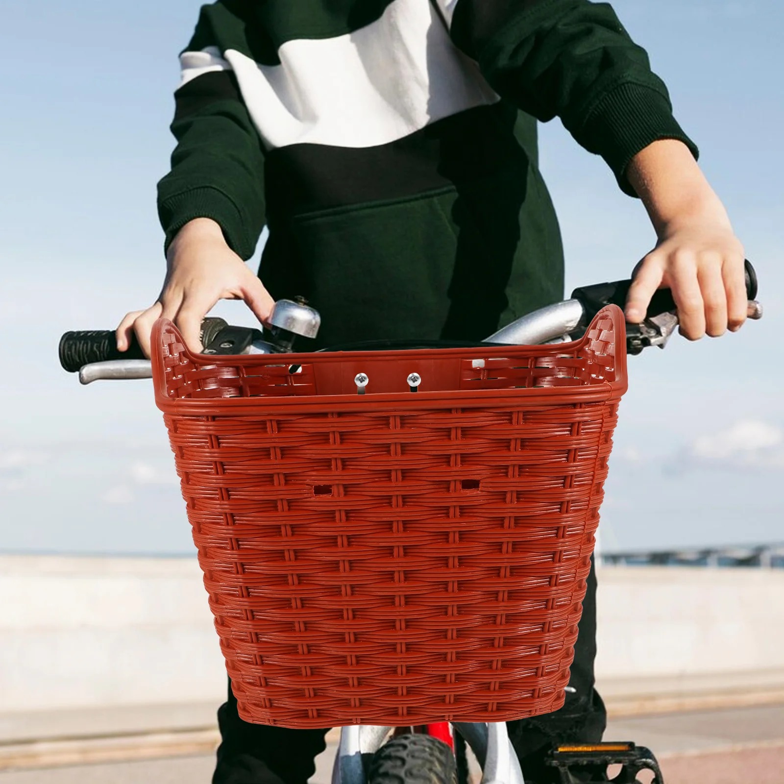 1 Set Of Waterproof Bike Front Bicycle Basket For Adult Electric Scooter Plastic Detachable Storage Rack Cycling Accessories