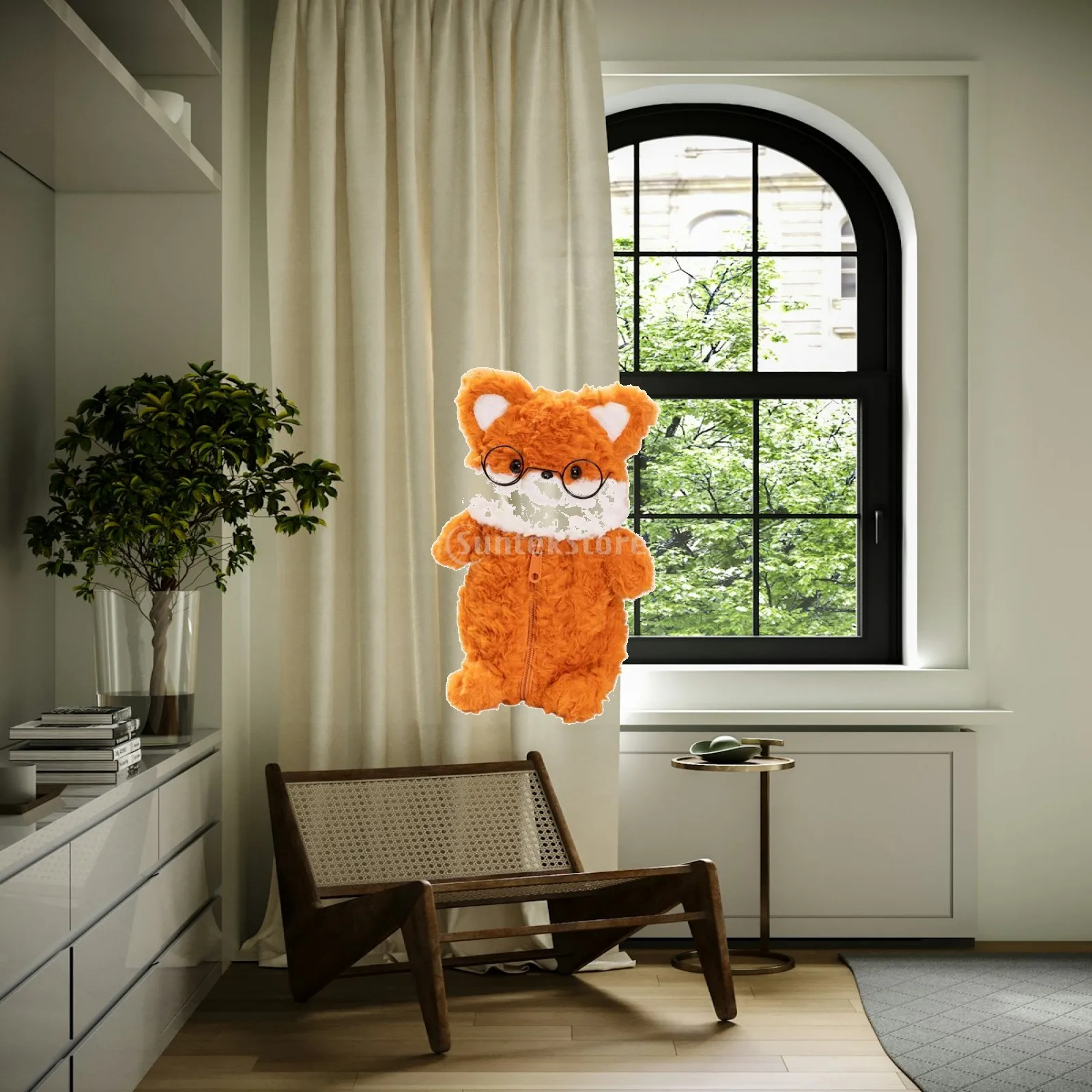 Soft Plush Pencil Case Cartoon Fox Animal Pen Bag for Children Kindergarten Office School Stationery Pouch