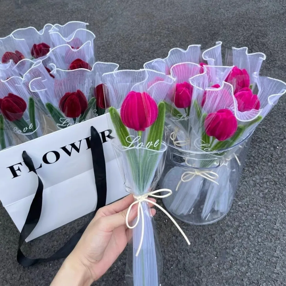 

Tulip Twisting Rod Handmade Friendship Sweet Flower Bouquet Teachers' Day Graduation Gifts Artificial Tulip Flower Couple
