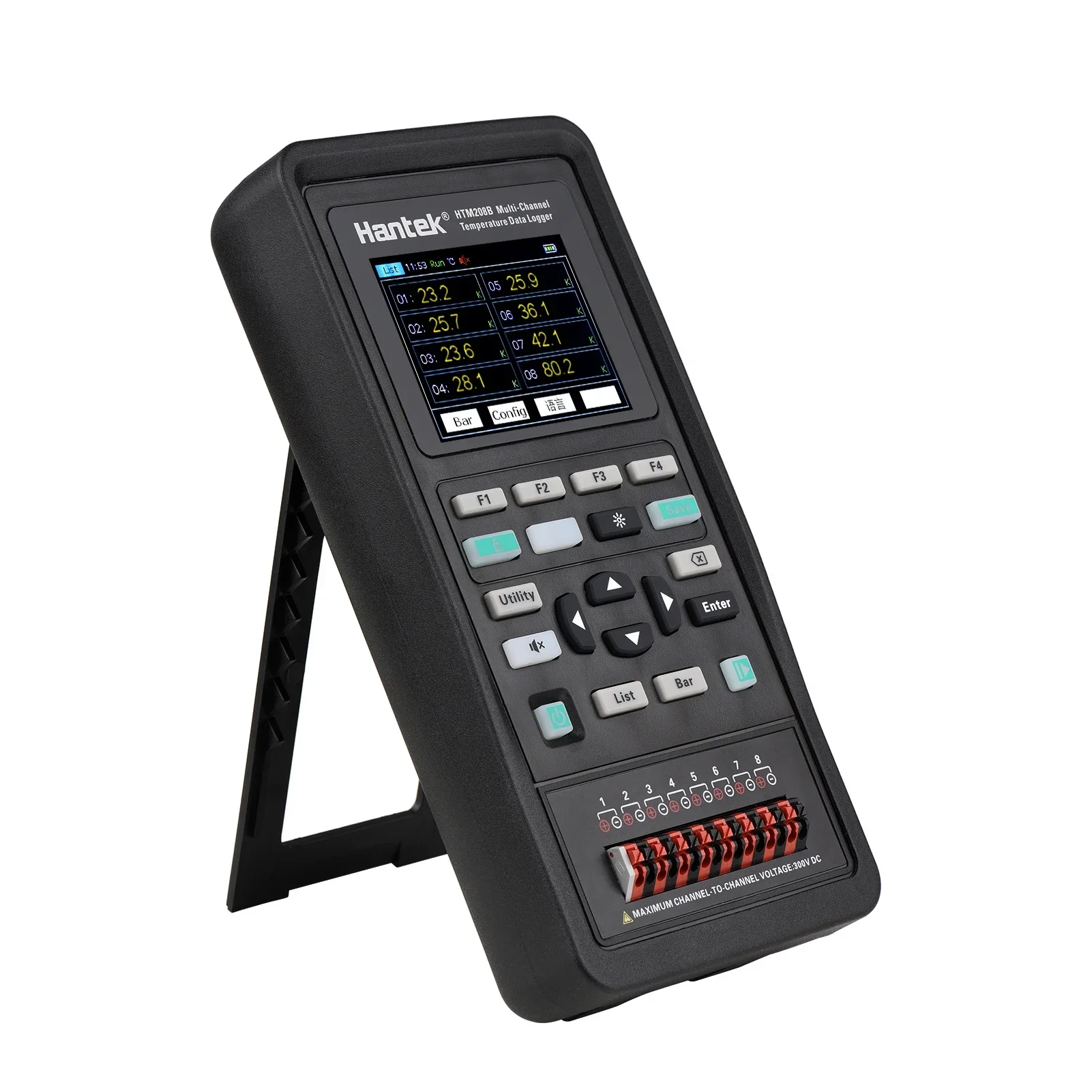 Stable Hantek HTM208B 2.8-inch LCD Digital Tester 8-channel Temperature Data Logger Rechargeable Temperature-recording Instrumen