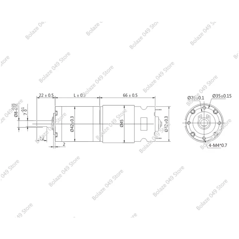 

42Mm DC planetary gear motor with brush commutation and permanent magnet construction for household appliances